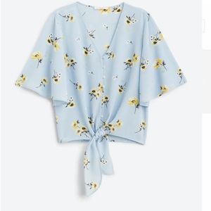 Floral blouse with front tie